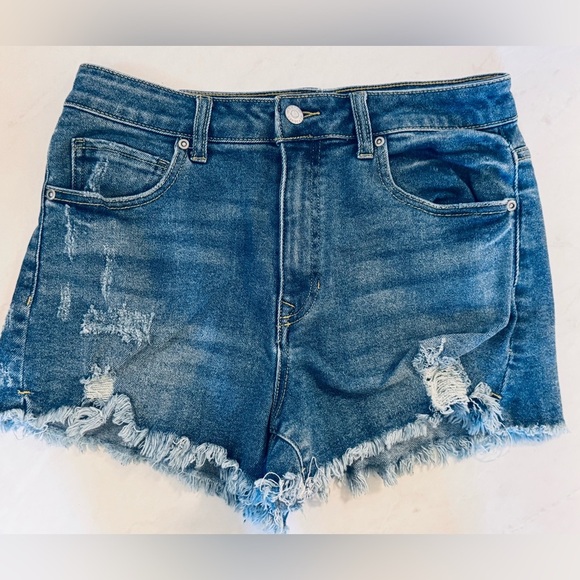 Harper Heritage Denim Blue Distressed Women Shorts - Picture 4 of 8